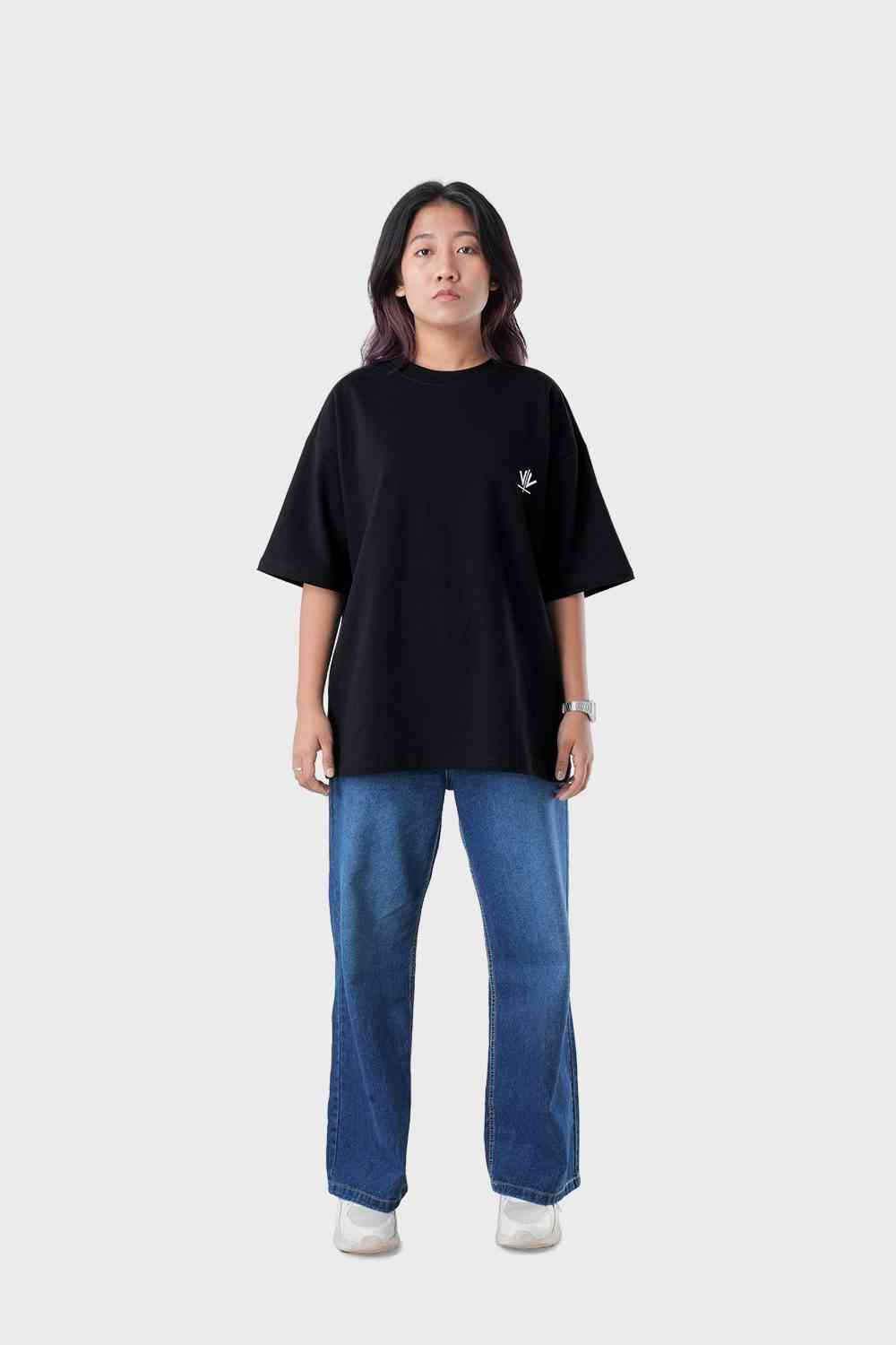 Women's Oversized Drop Shoulder T-Shirt - HIP HOP in Color Black