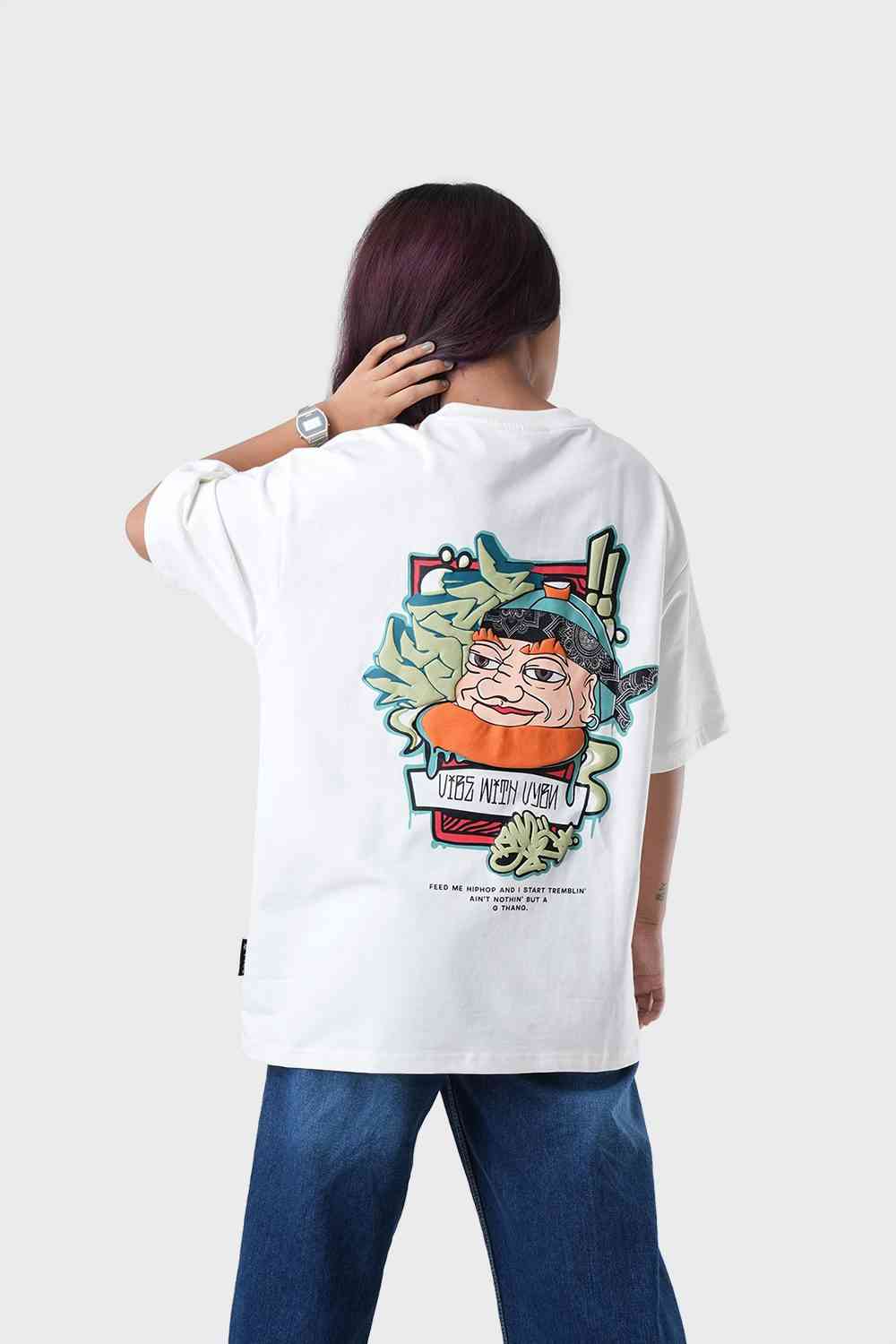 Women's Oversized Drop Shoulder T-Shirt - HIP HOP in Color Off White