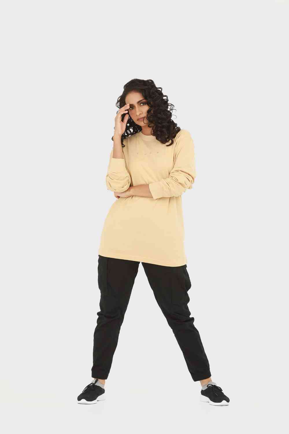 Women's Oversized Long-Sleeves Tee - HIPHOP